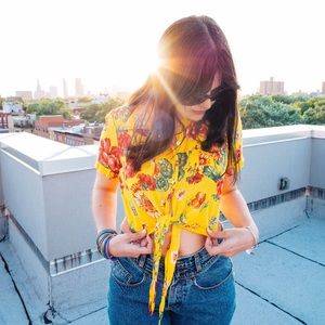 Vintage D&G Dolce & Gabbana Yellow Floral Crop Top